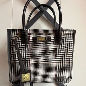 Ralph Lauren Black and White Houndstooth Tote